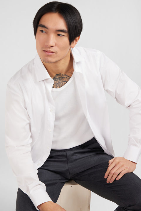 Slim-fit white shirt in stretch poplin - Image 3