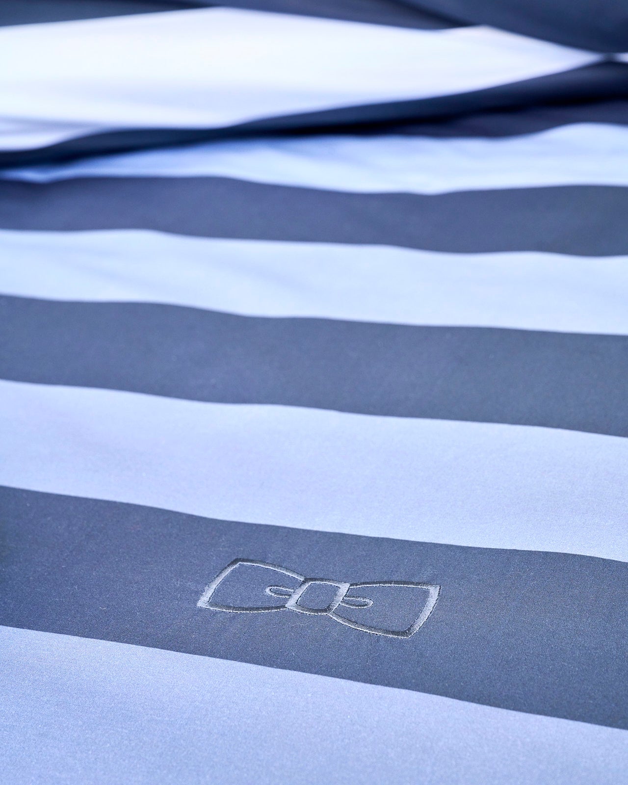 Navy gradient striped cotton percale duvet cover