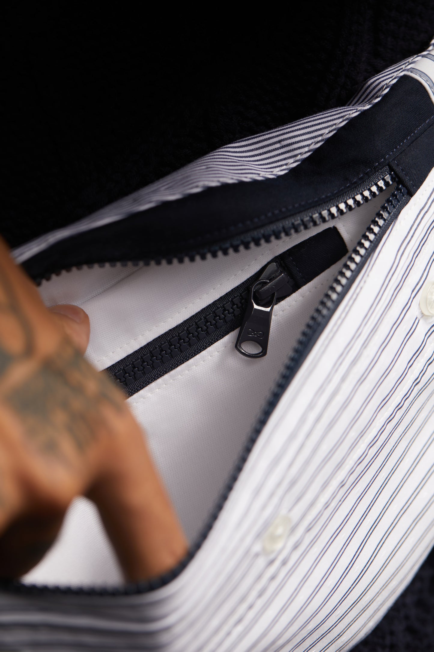 Upcycled white striped cotton fanny pack Pap'Atelier