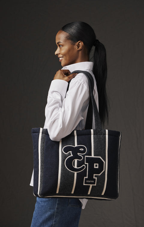 Sac cabas rayé upcyclé Pap'Atelier - Image 2