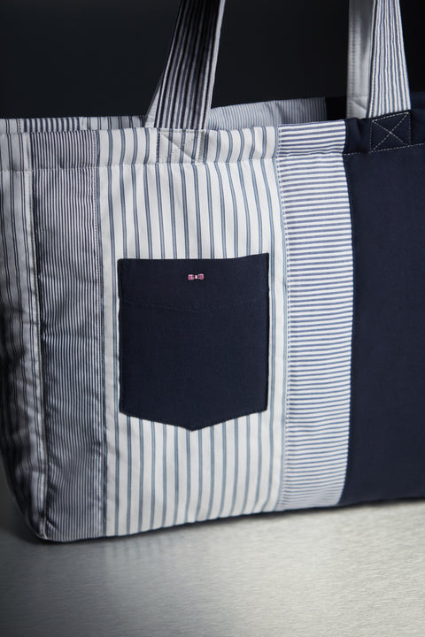 Shopping bag in upcycled striped cotton patchwork Pap'Atelier - Image 3