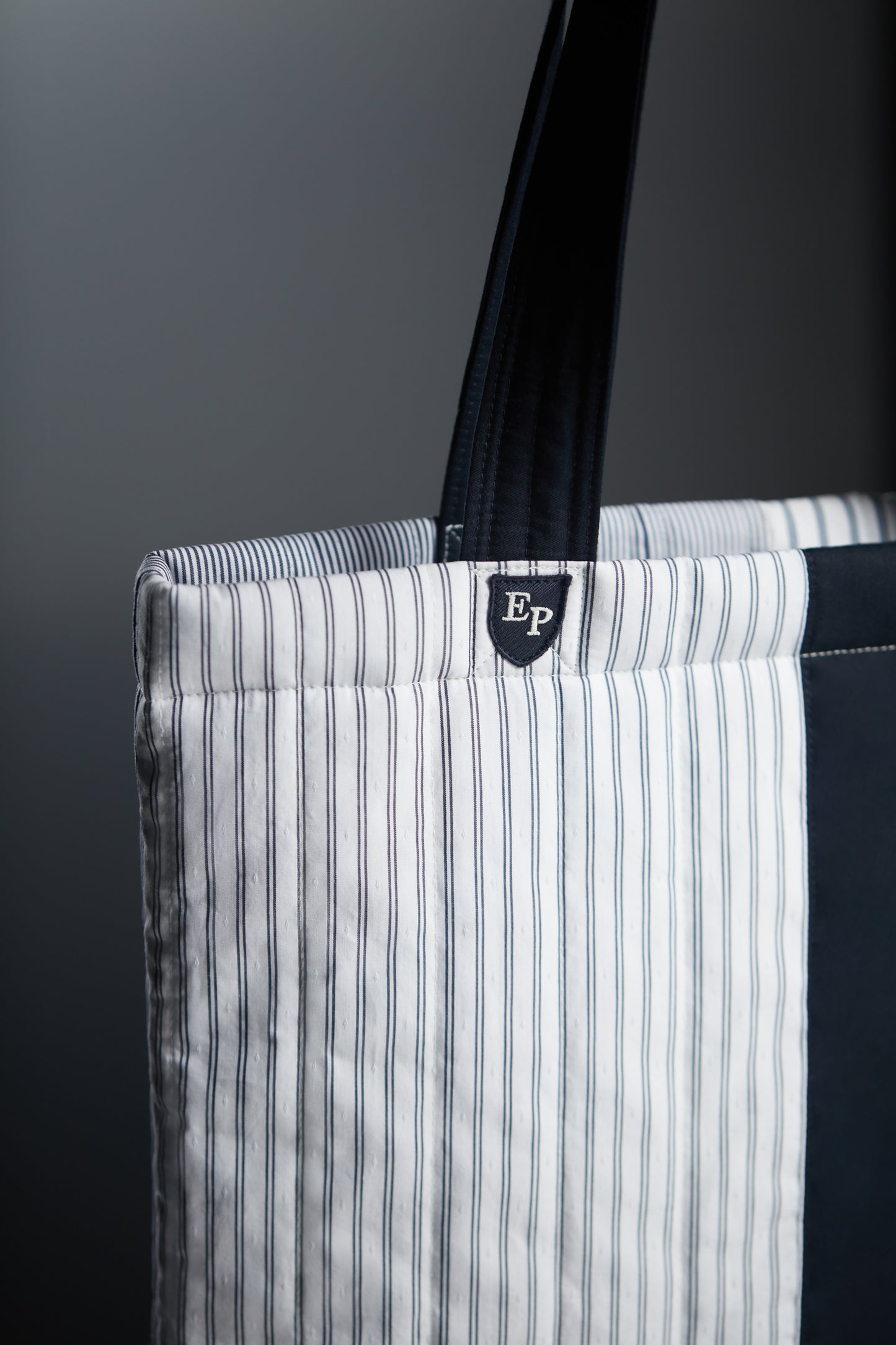 Sac cabas en patchwork de coton rayé upcyclé Pap'Atelier