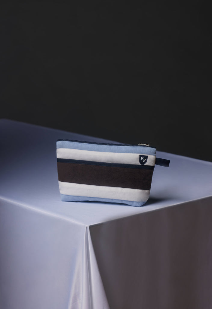 Upcycled striped velvet pouch Pap'Atelier