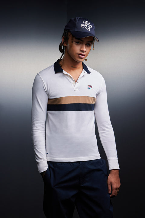 White striped cotton jersey cut and sewn upcycled Pap'Atelier - Image 1