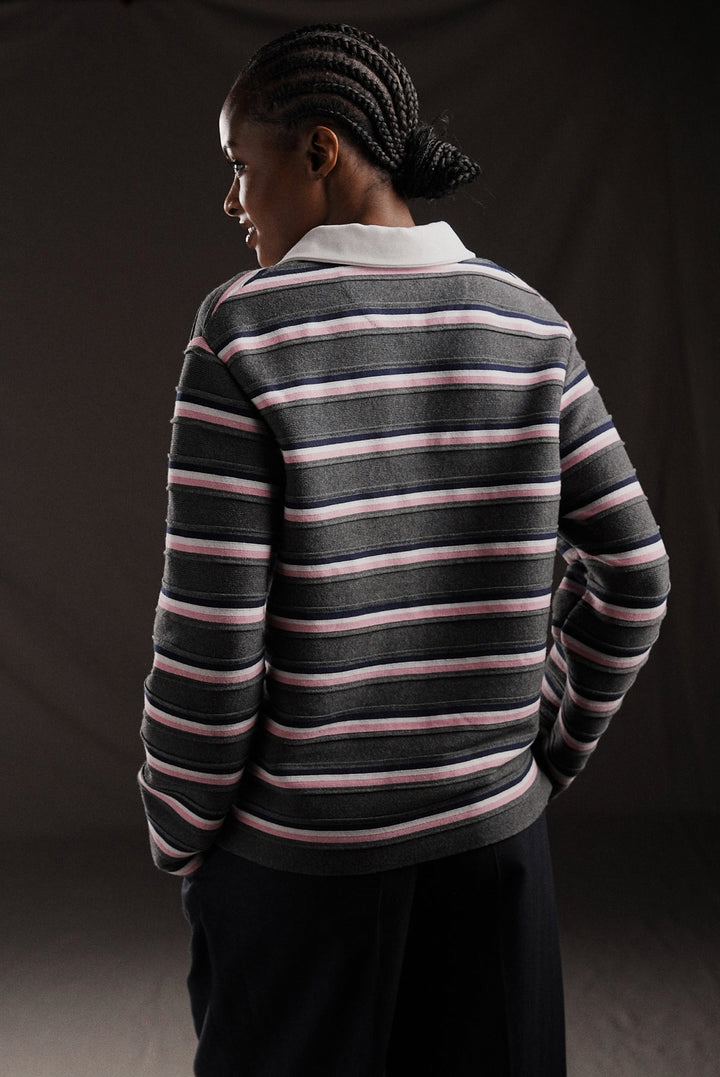 PAP'Atelier striped trim sweater in rugby shirt style