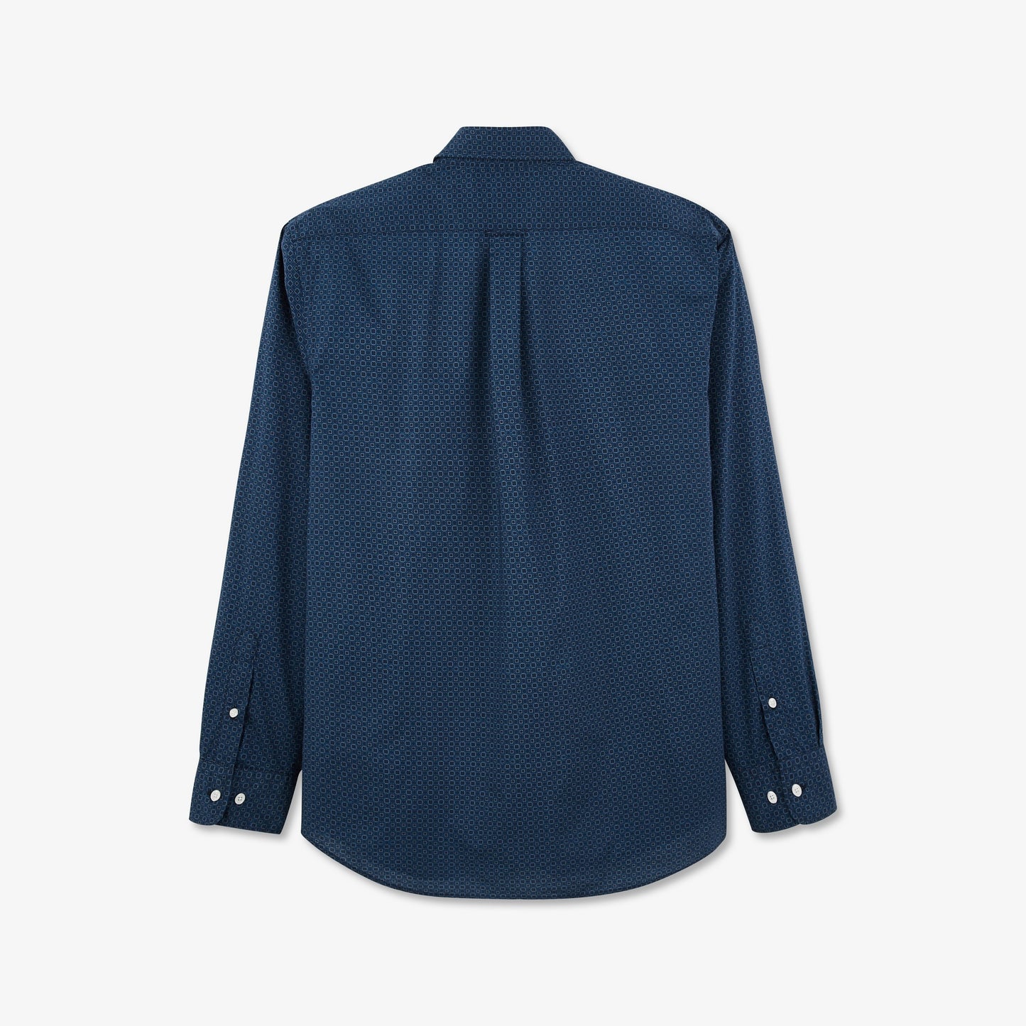 Dark blue shirt with geometric micro motifs