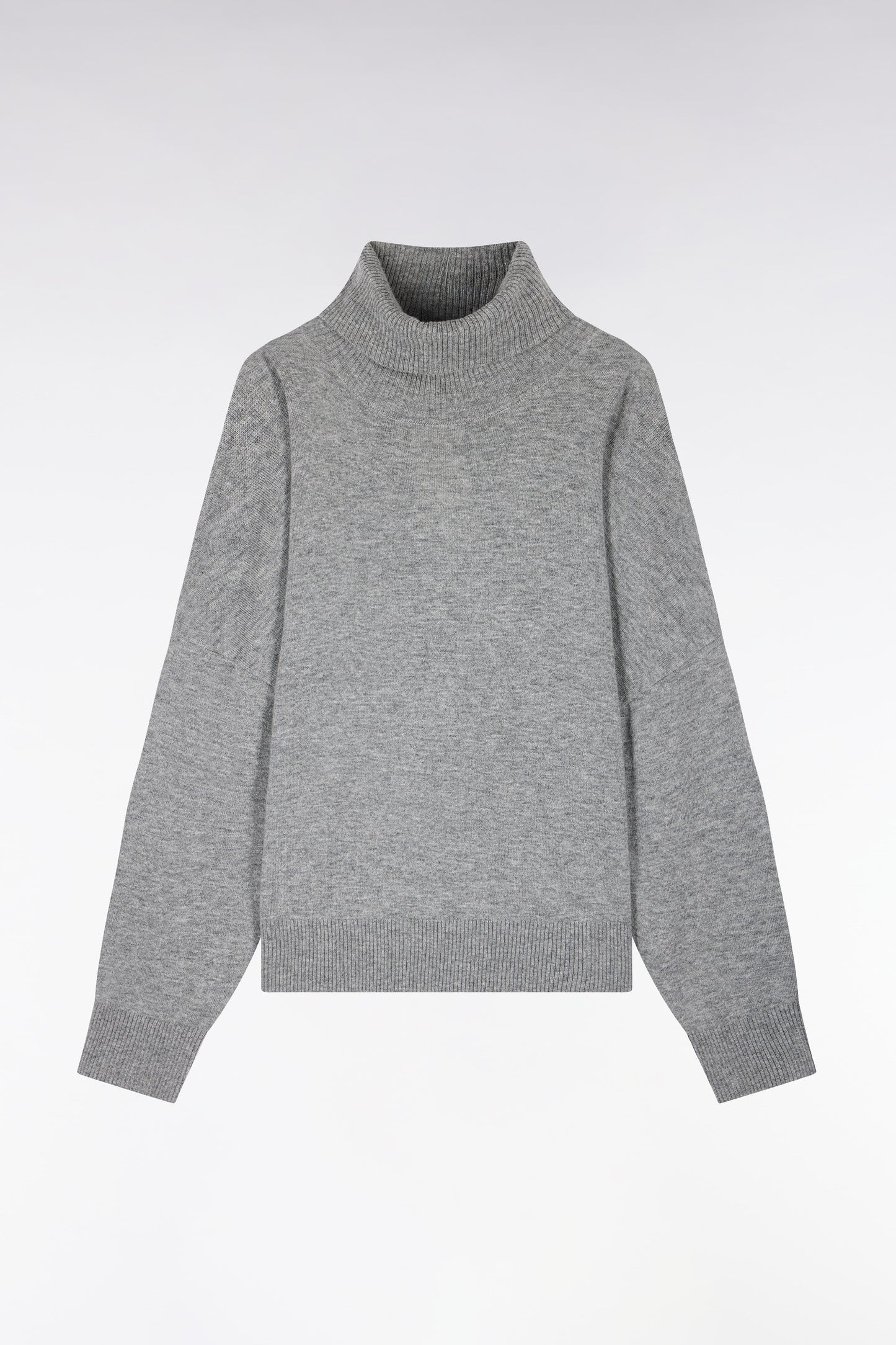 Pull col roulé en laine vierge et cachemire gris