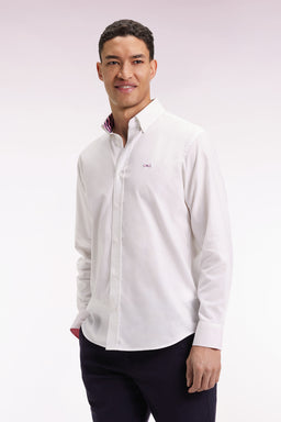 Chemise en coton pinpoint blanche broderie 10 dos coupe droite - Image 3