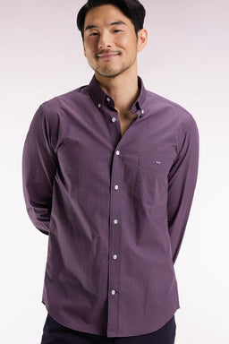 Chemise en popeline de coton à micro-motifs marine coupe droite - Image 3