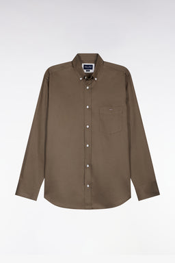 Chemise en coton piqué kaki coupe droite - Image 2