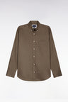 Chemise en coton piqué kaki coupe droite
