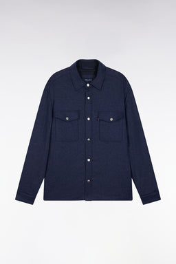 Surchemise en laine et cachemire mélangés bleu