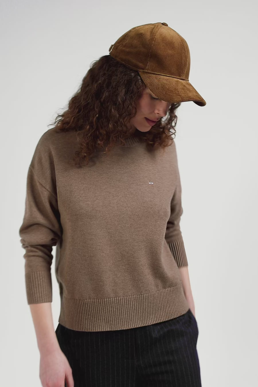 Relax brown wool and cotton crew neck jumper