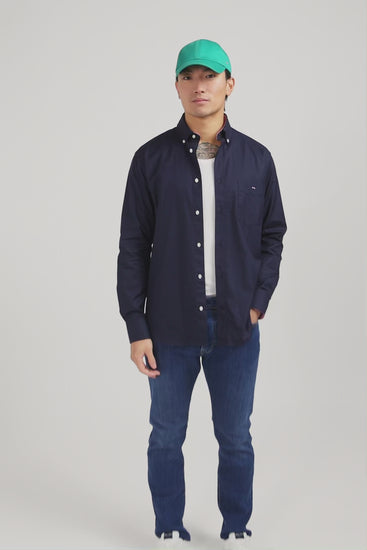 Dark blue cotton twill shirt