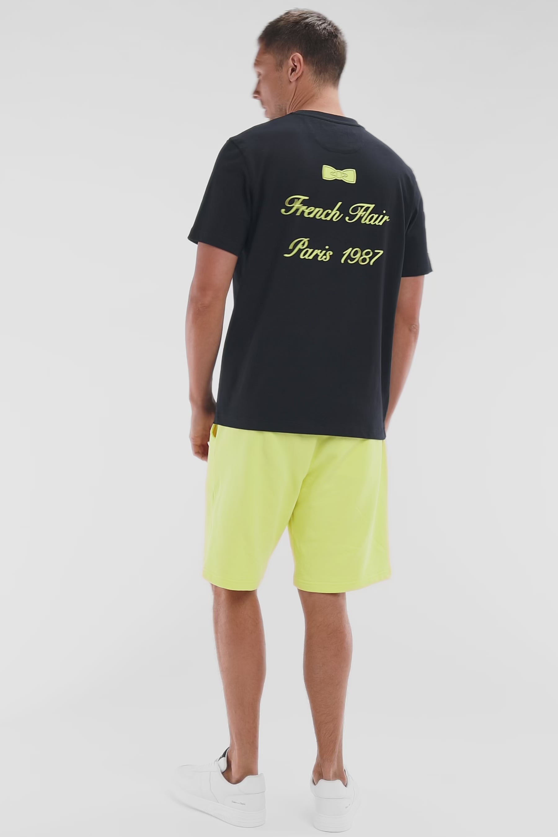 T-shirt EP en coton marine broderies jaunes coupe décontractée