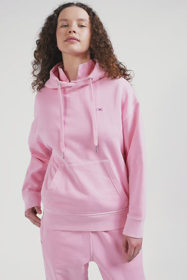 Sweatshirt à capuche unisexe en molleton coton rose surteint coupe Oversized