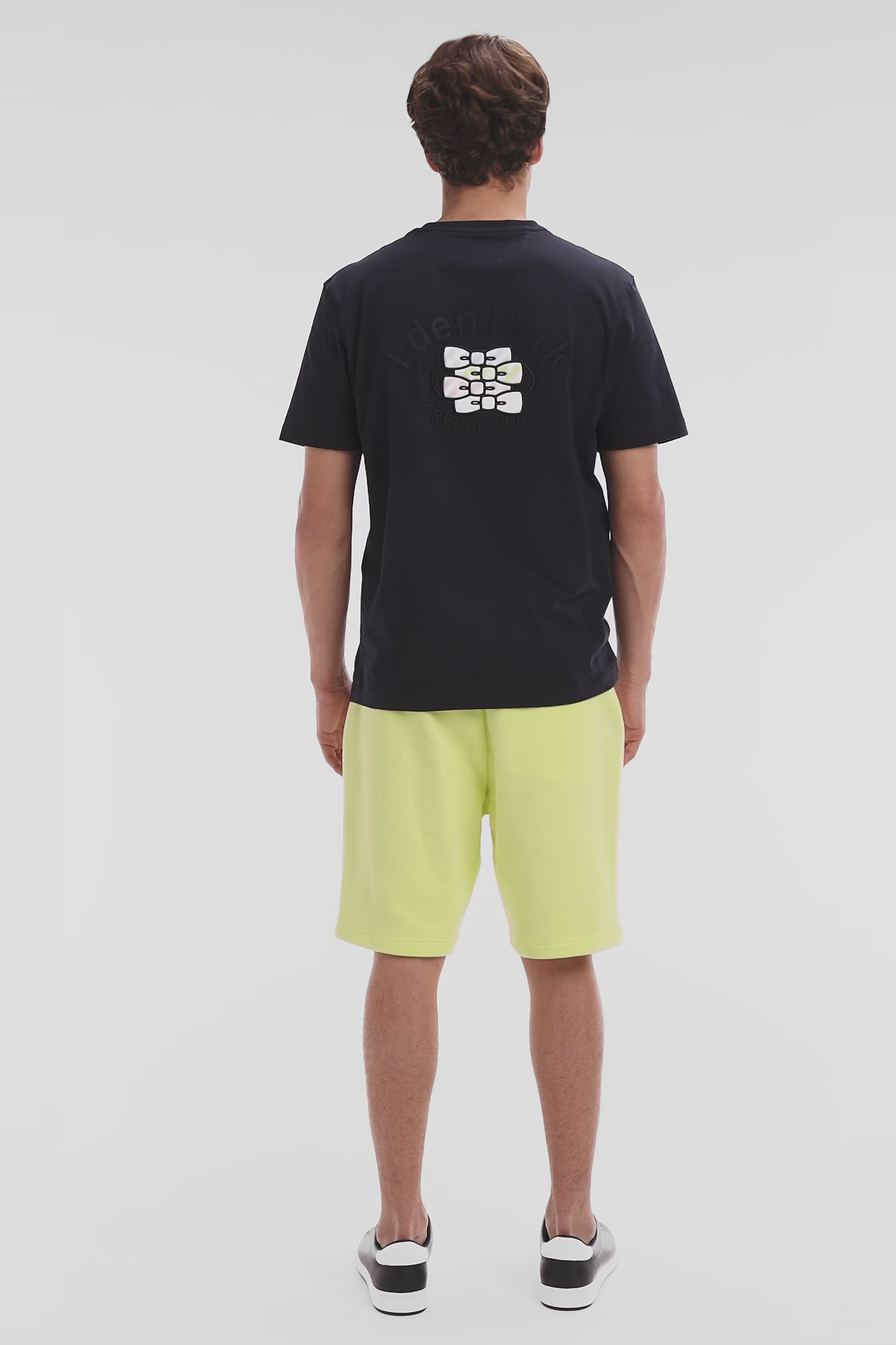Short en molleton coton jaune coupe décontractée