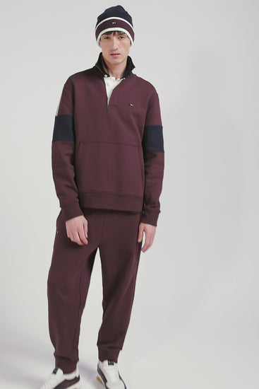 Sweatshirt col maillot en coton bordeaux coupe Relaxed