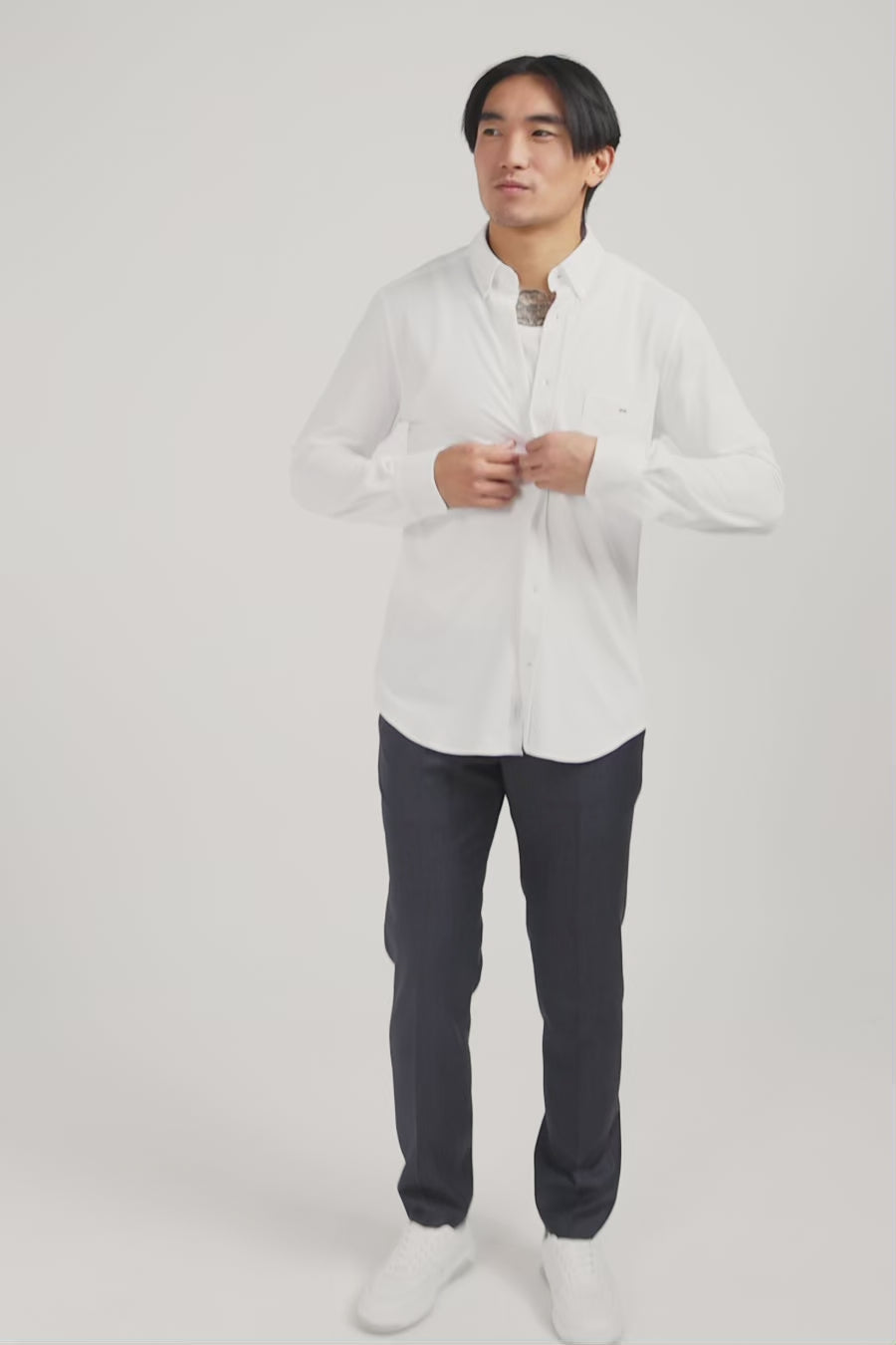 Chemise blanche slim en popeline stretch