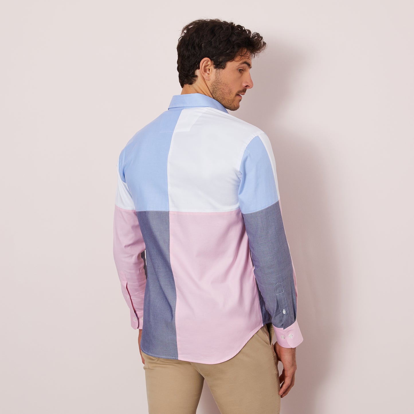 Chemise color-block en coton Oxford
