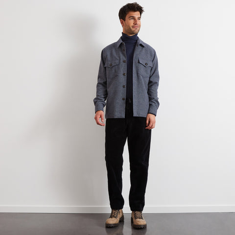 Blue overshirt with houndstooth motif - Image 3