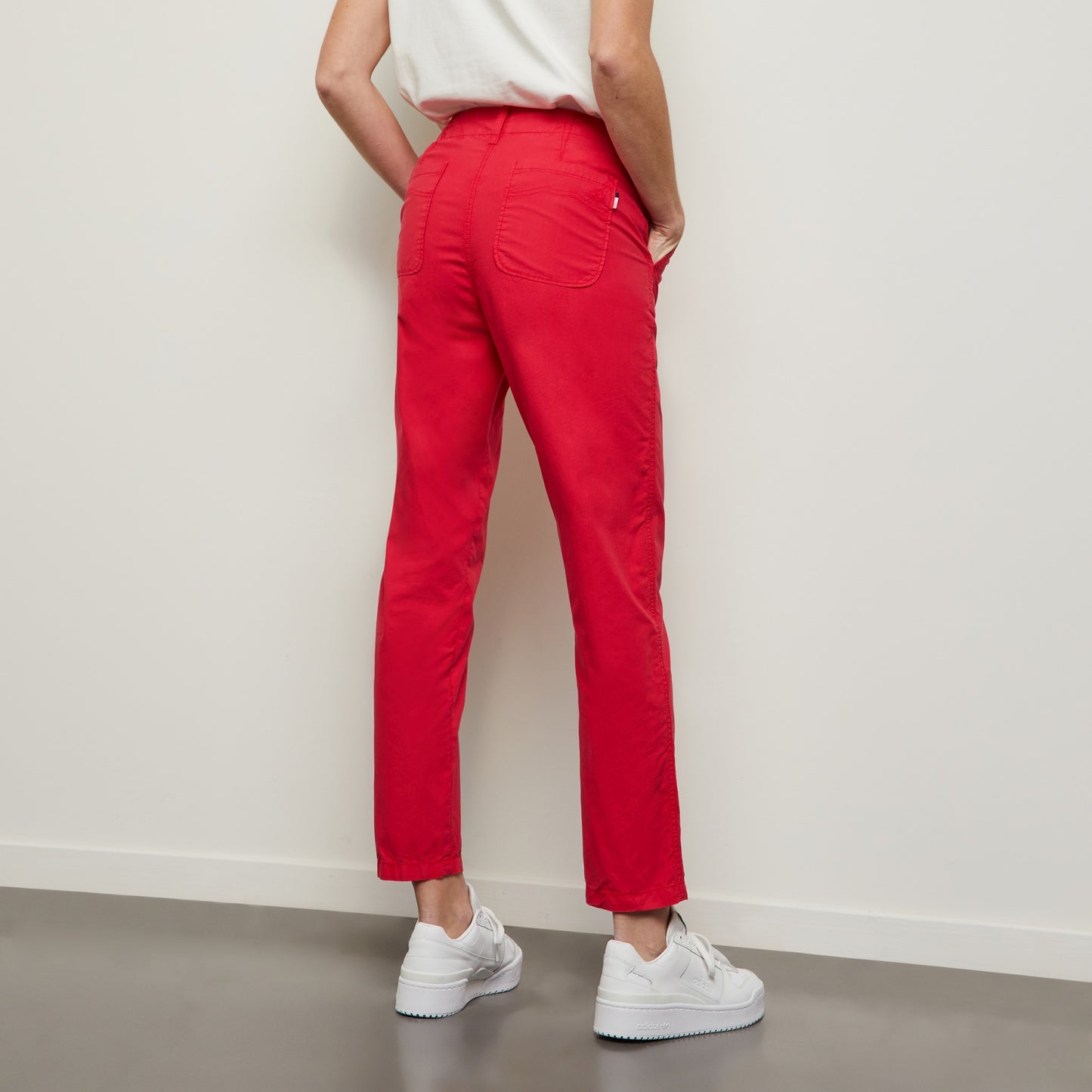 Pantalon rose en popeline de coton