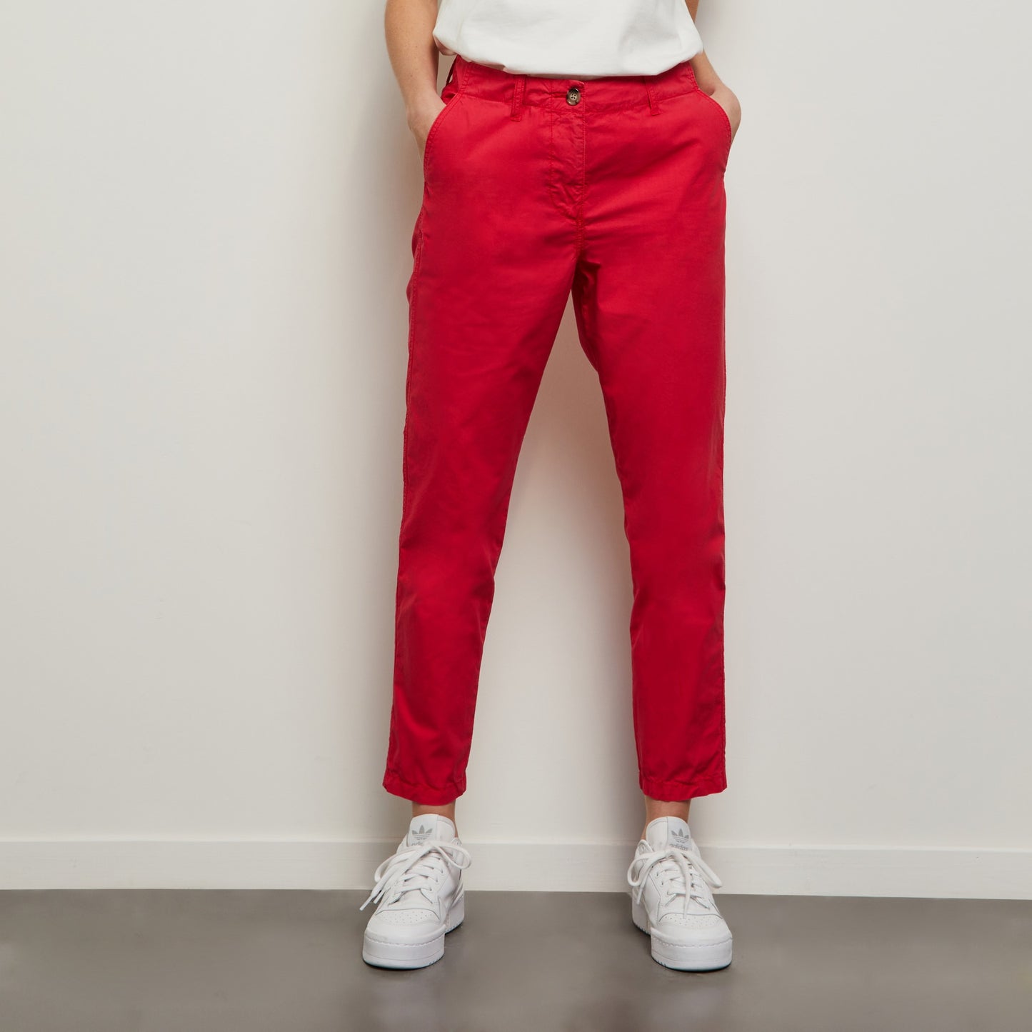 Pantalon rose en popeline de coton
