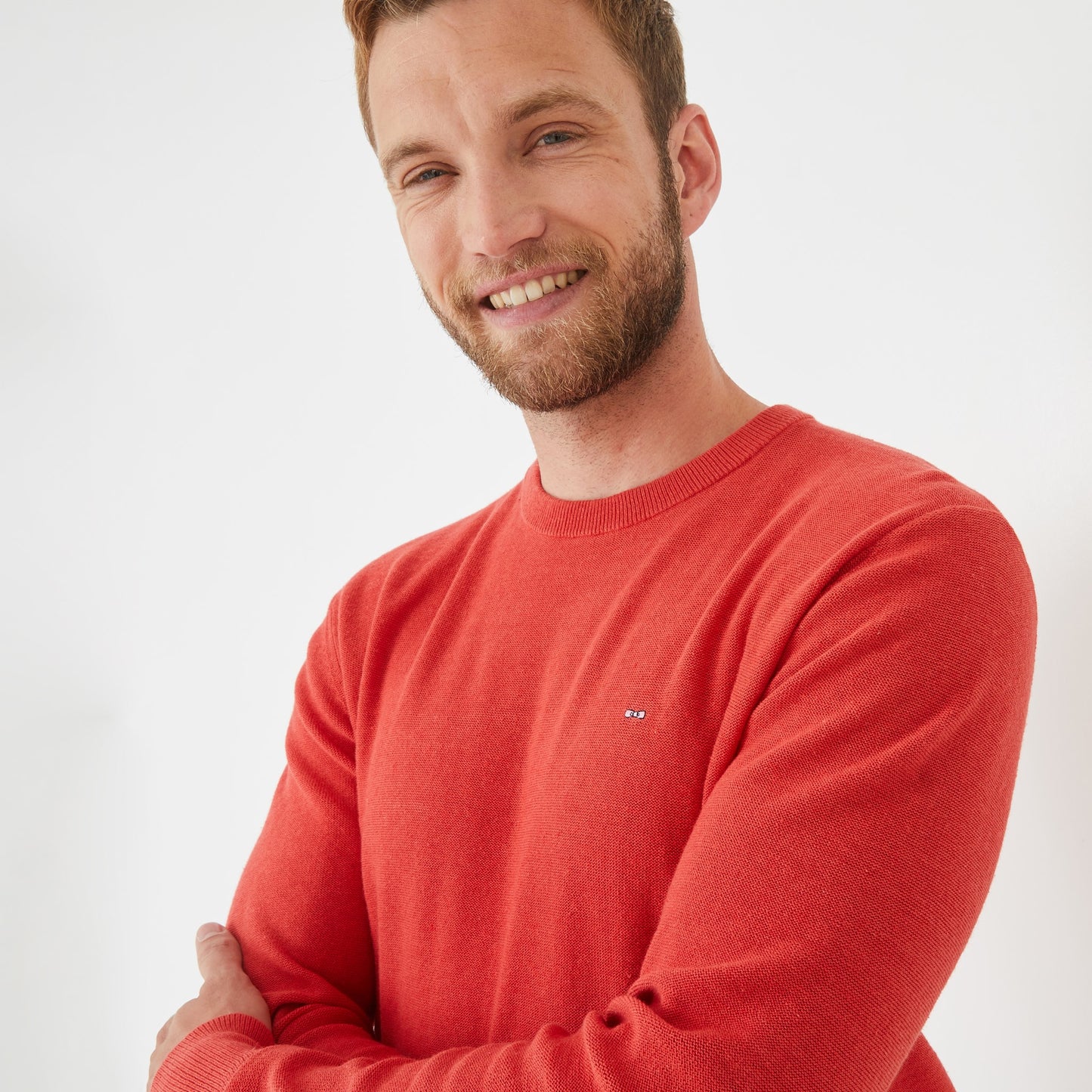 Orange cable knit jumper with crew neck