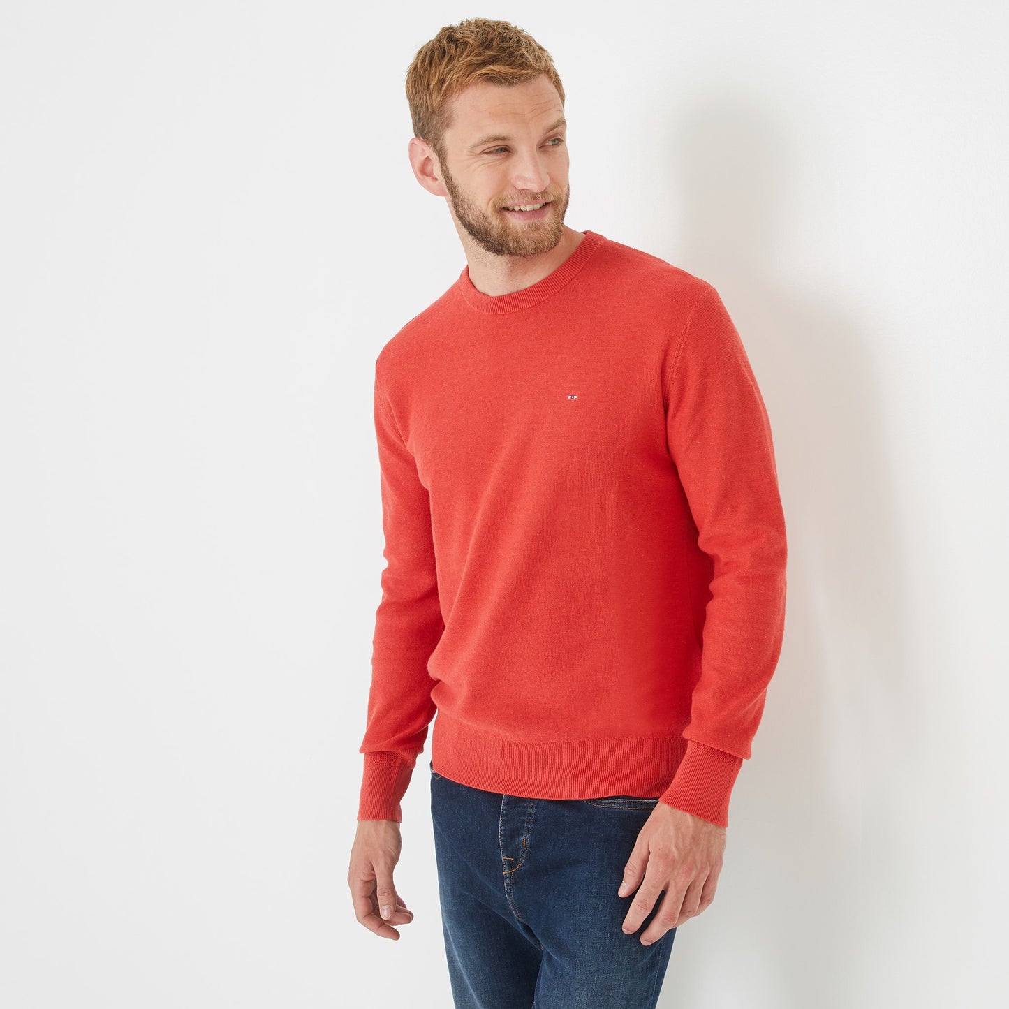 Orange cable knit jumper with crew neck