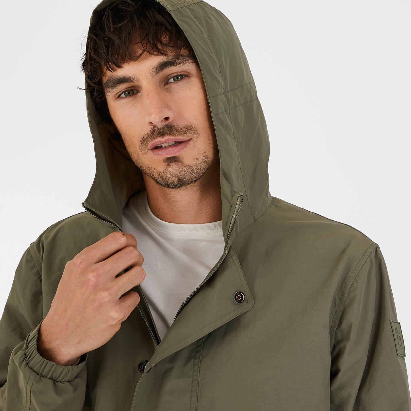 Khaki mid-length parka