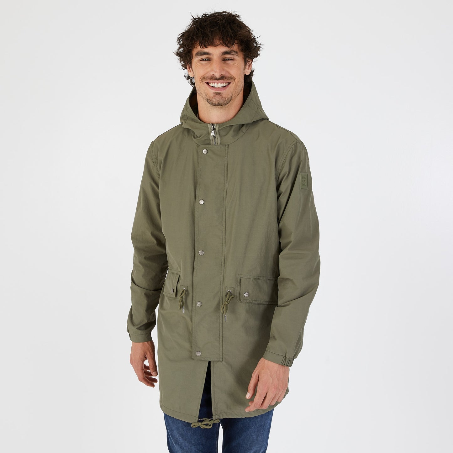 Khaki mid-length parka