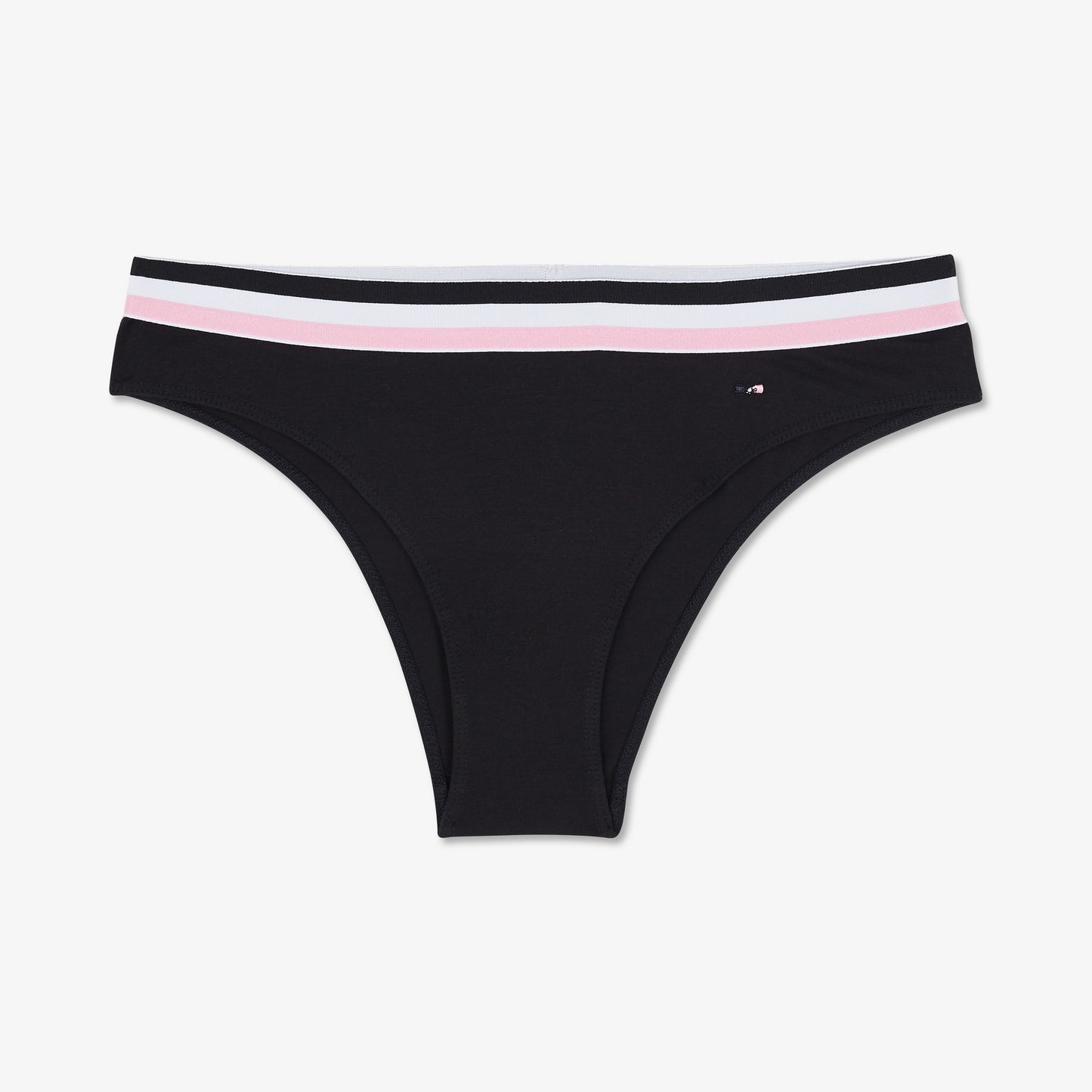 High-cut dark blue panties with contrasting band