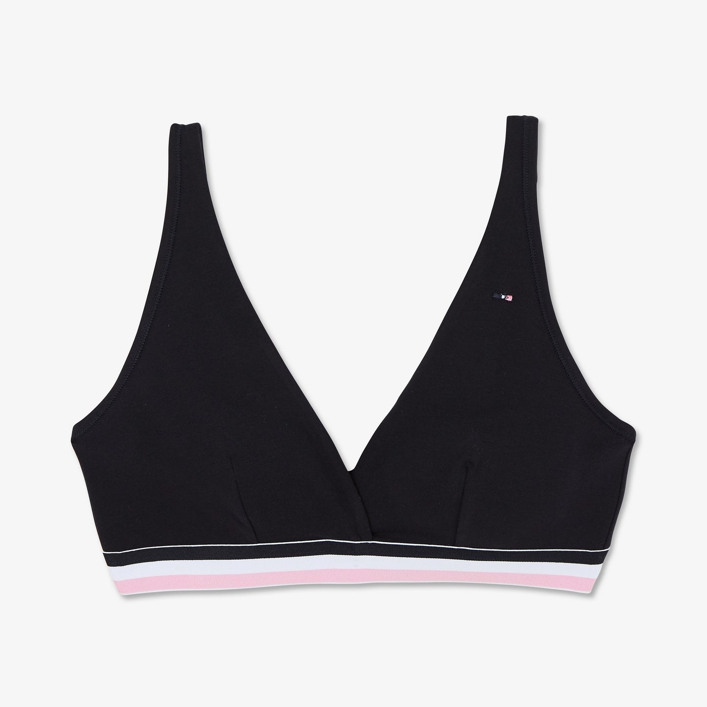 Soutien-gorge triangle bleu foncé à bande contrastée
