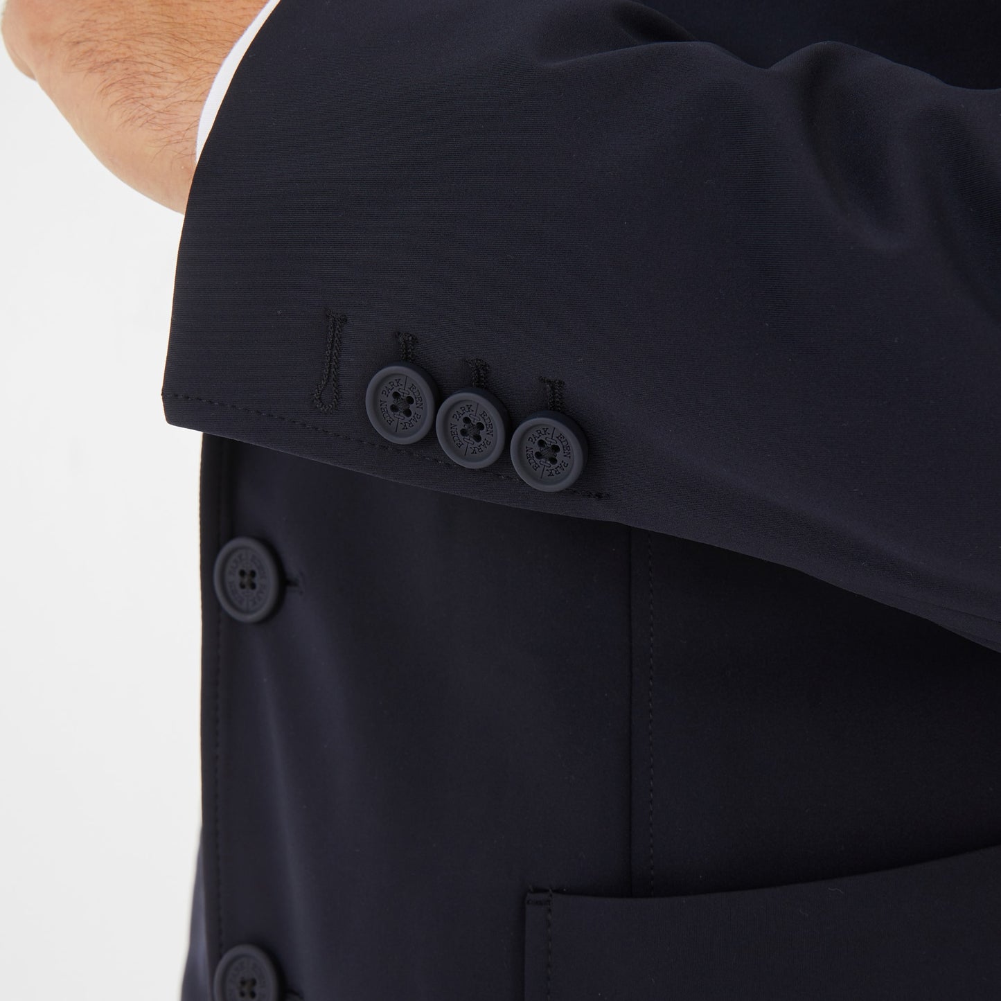 Dark blue blazer with removeable sweatshirt layer.