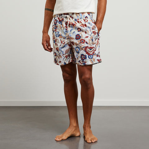 White swim shorts with exclusive floral print - Image 1