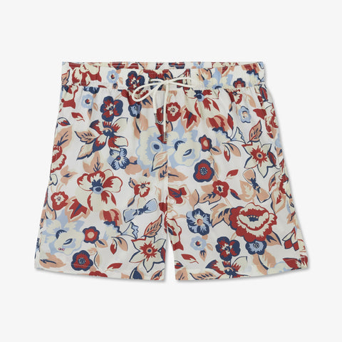 White swim shorts with exclusive floral print - Image 2