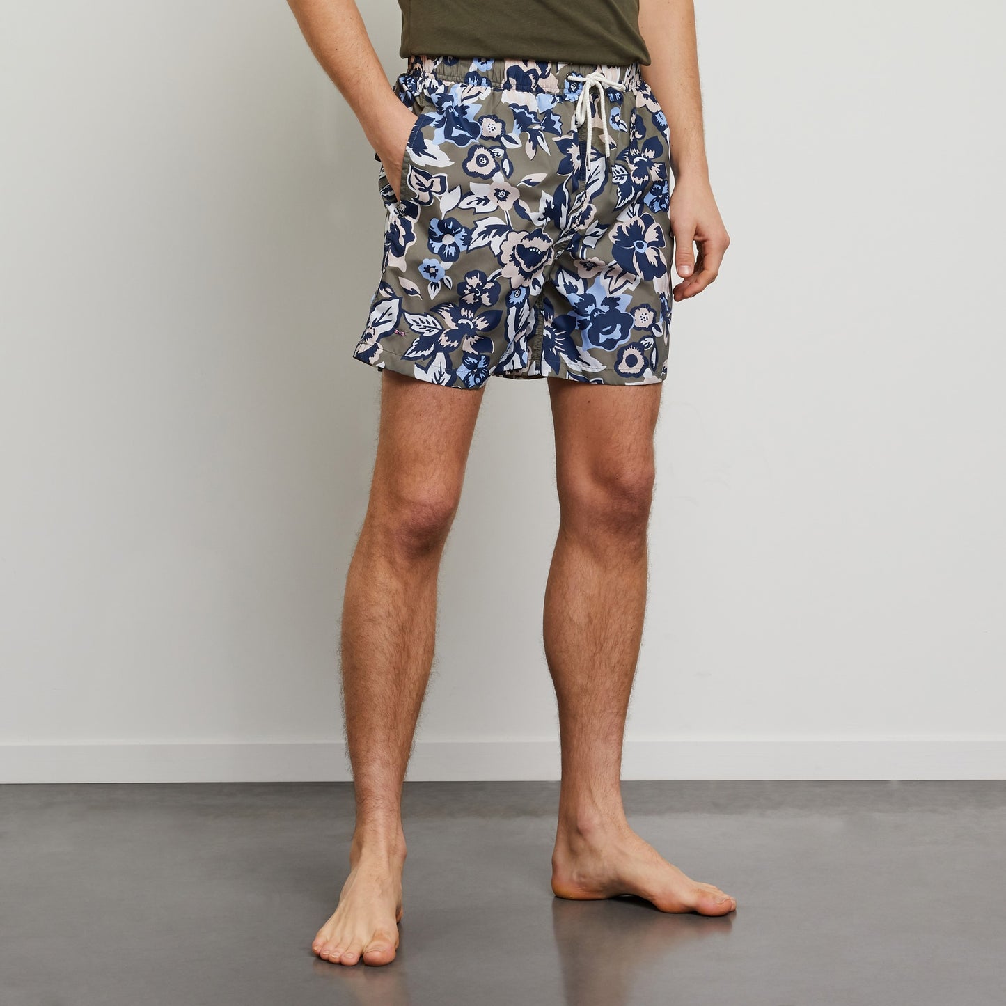 Short de bain blanc imprimé fleurs exclusif