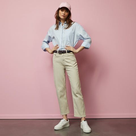 Pantalon écru en denim coupe 7/8ème - Image 1