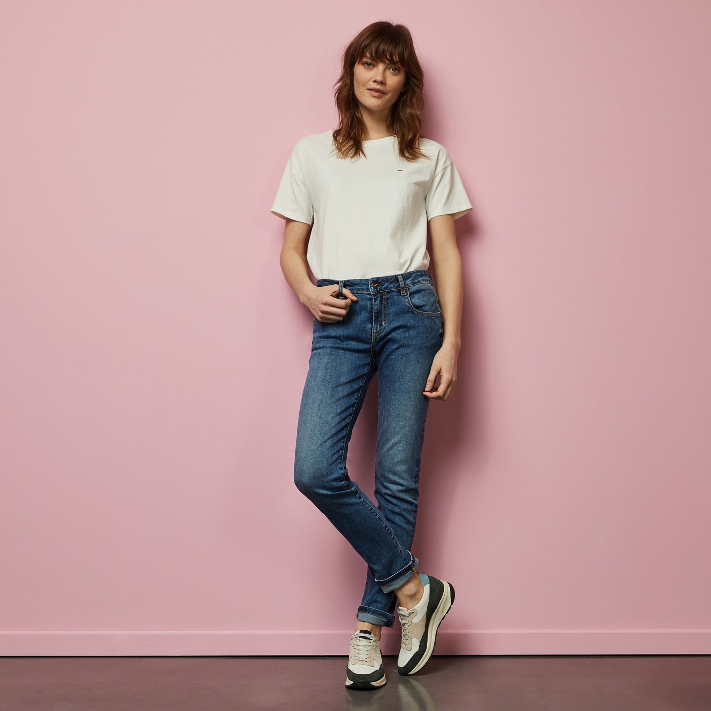 Jean slim bleu délavé