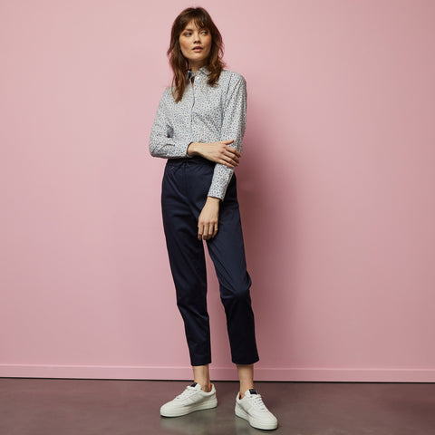 Pantalon bleu foncé à taille élastiquée - Image 1