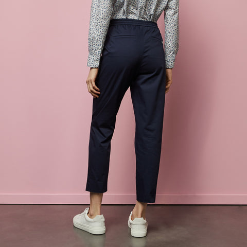 Pantalon bleu foncé à taille élastiquée - Image 3