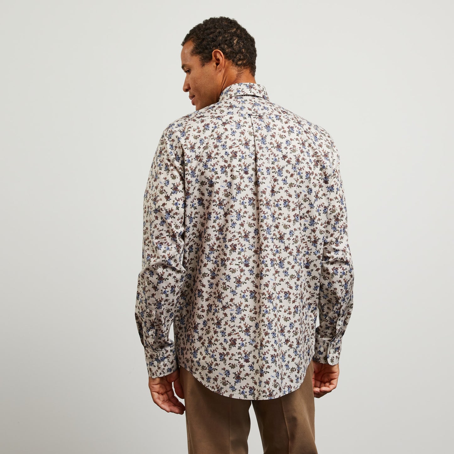 Chemise beige en coton Pima imprimé exclusif