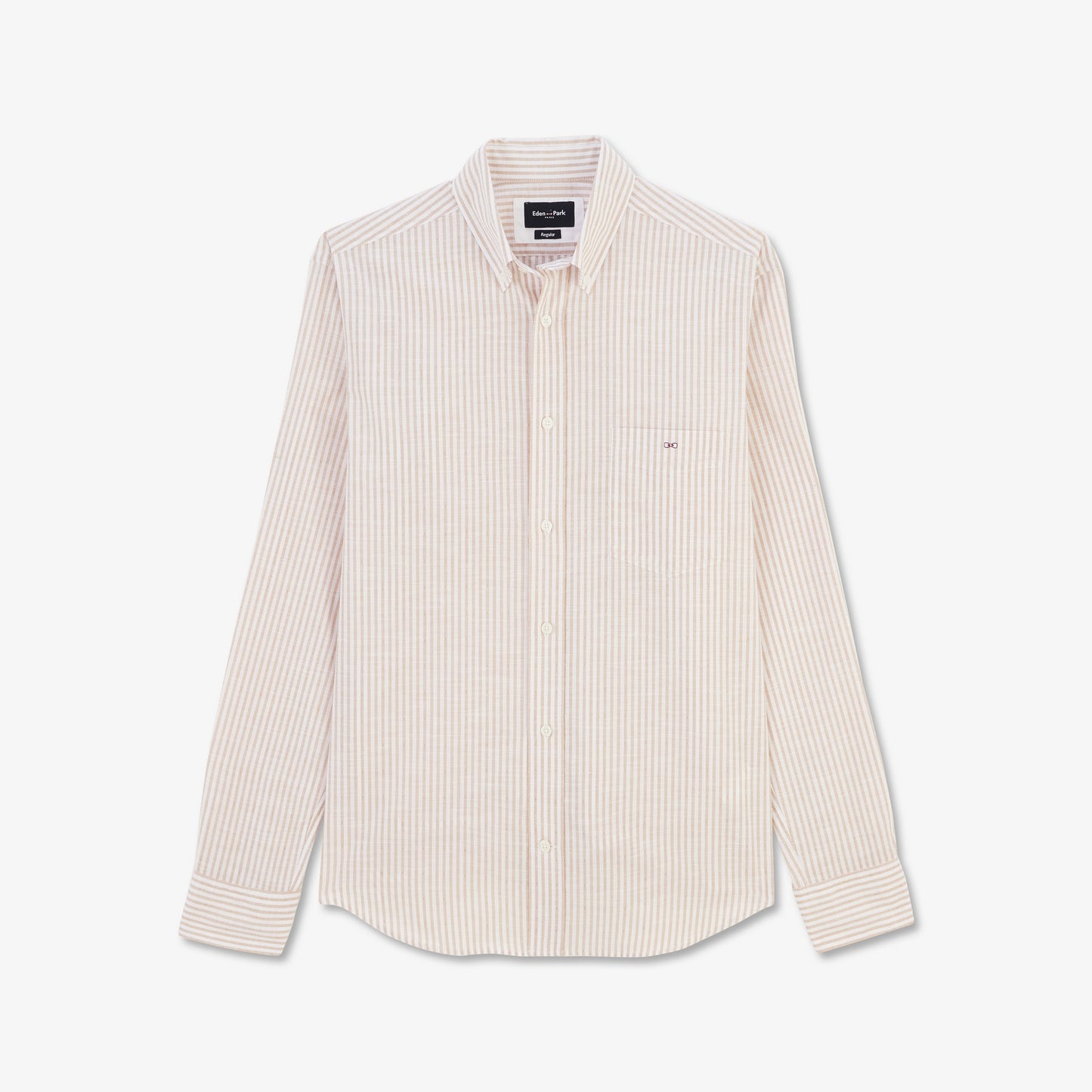 Chemise beige rayée en coton