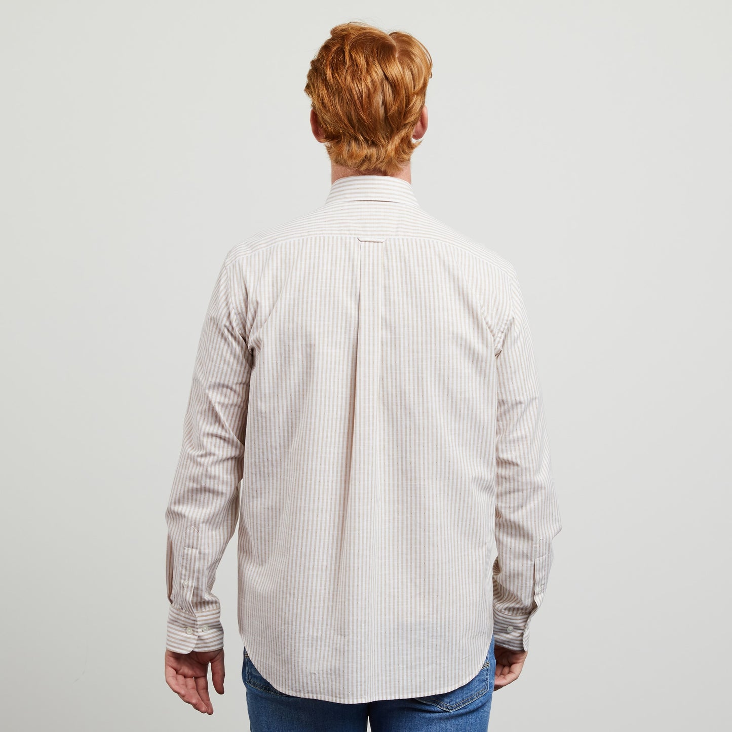 Chemise beige rayée en coton