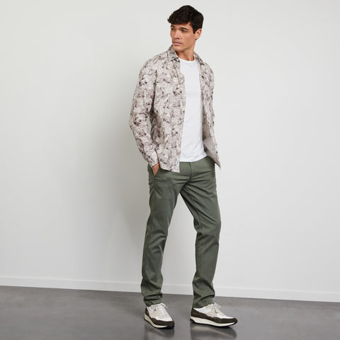 Chemise beige en lin à imprimé feuilles - Image 1