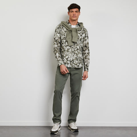 Chemise kaki en lin à imprimé fleuri - Image 1