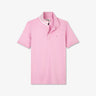 Pink polo in Pima cotton pique, with striped collar