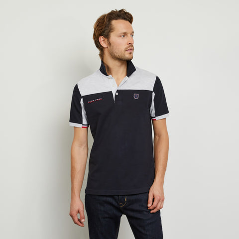 Grey colour-block polo in cotton pique - Image 3