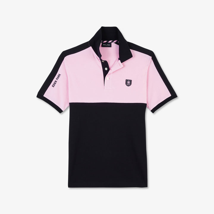 Light pink colour-block polo with chest logo