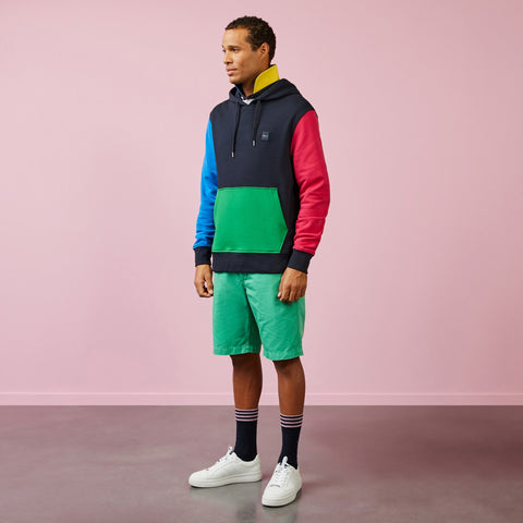 Sweat à capuche color-block bleu marine - Image 1